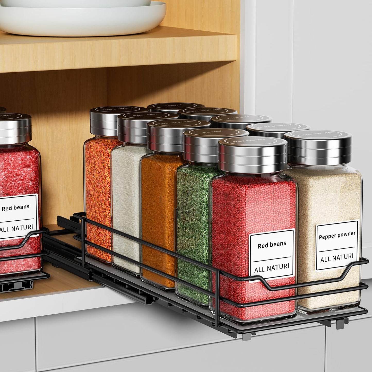 Pull Out Spice Rack Organizer, Adjustable Cabinet Storage Shelf
