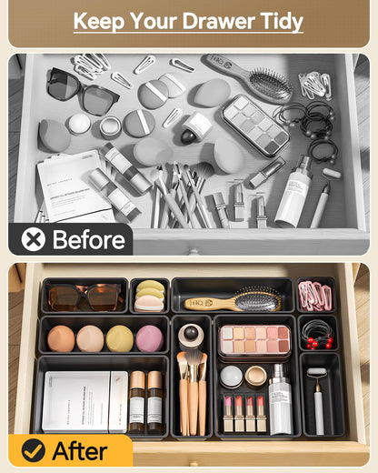 KEMETHY 25 PCS Plastic Drawer Organizers Set