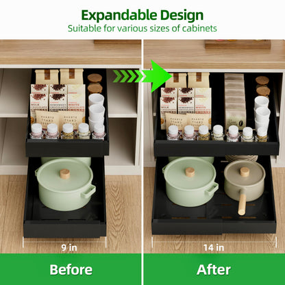 Expandable Pull Out Cabinet Organizer, Sliding Storage Drawer