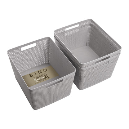 Woven Plastic Storage Basket, Stylish Home Organizer Bin