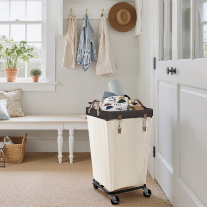 Large Laundry Hamper with Wheels, Rolling Clothes Basket