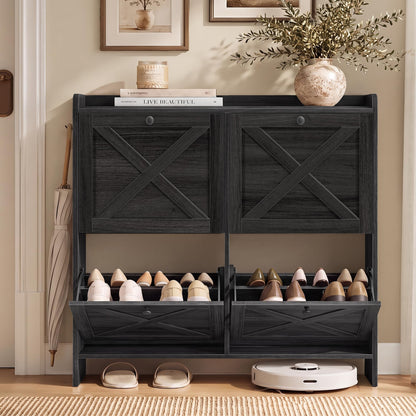 Shoe Storage Cabinet with Flip Drawers, Entryway Organizer