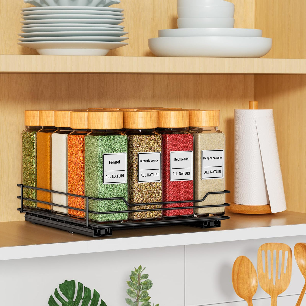 Pull Out Spice Rack Organizer, Adjustable Cabinet Storage Shelf