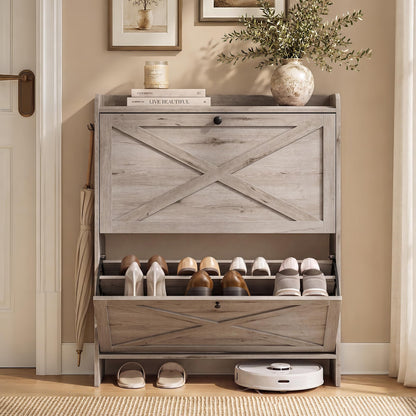 Shoe Storage Cabinet with Flip Drawers, Entryway Organizer