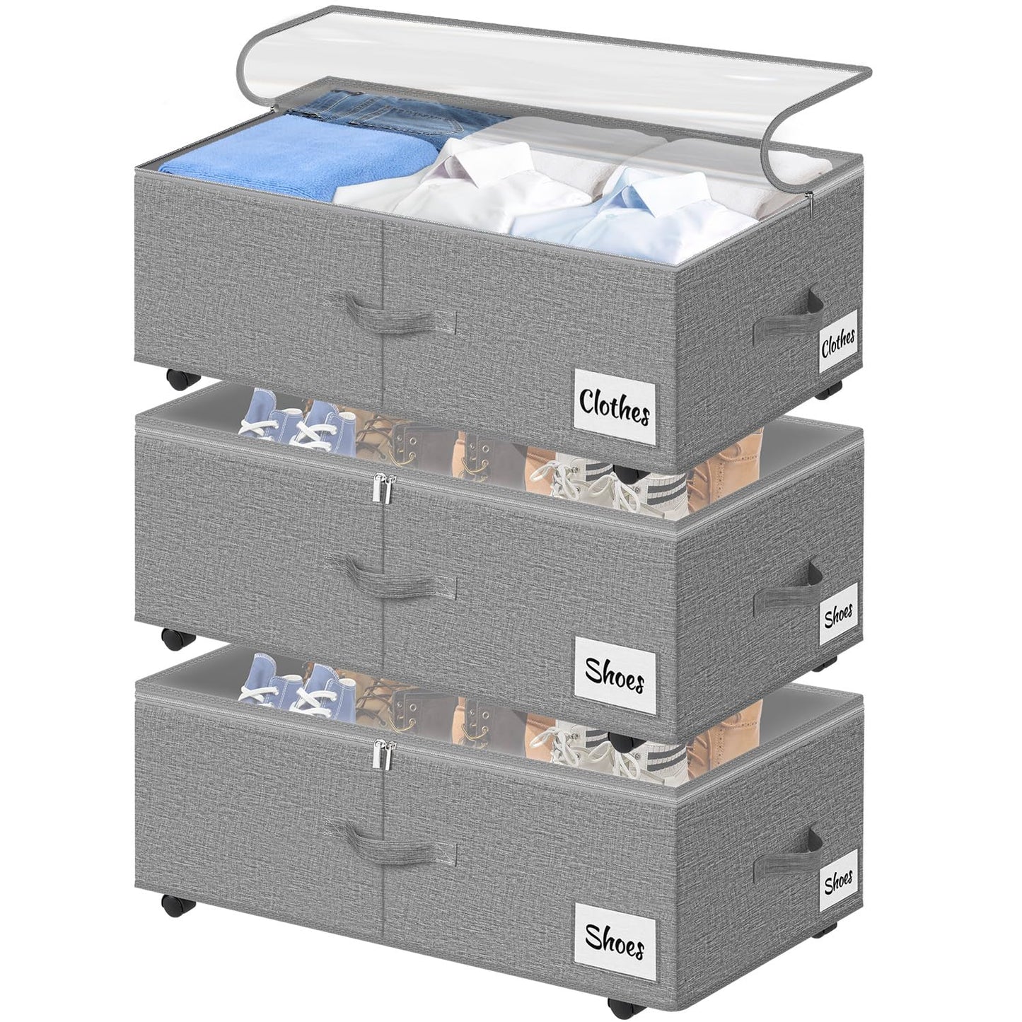 Under Bed Storage Bins with Wheels, Rolling Organizer Containers