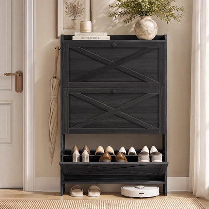Shoe Storage Cabinet with Flip Drawers, Entryway Organizer