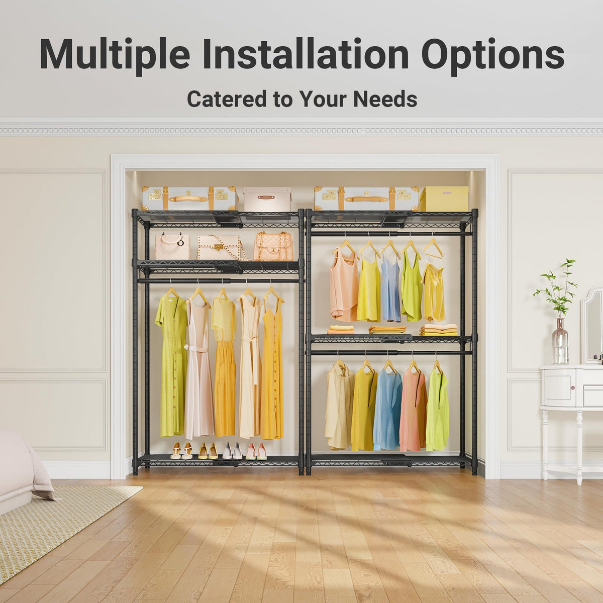 Expandable Clothes Rack with Adjustable Closet Storage System