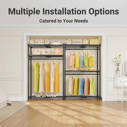 Expandable Clothes Rack with Adjustable Closet Storage System
