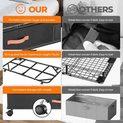 Under Bed Storage Containers with Wheels, Large Organizer Bins