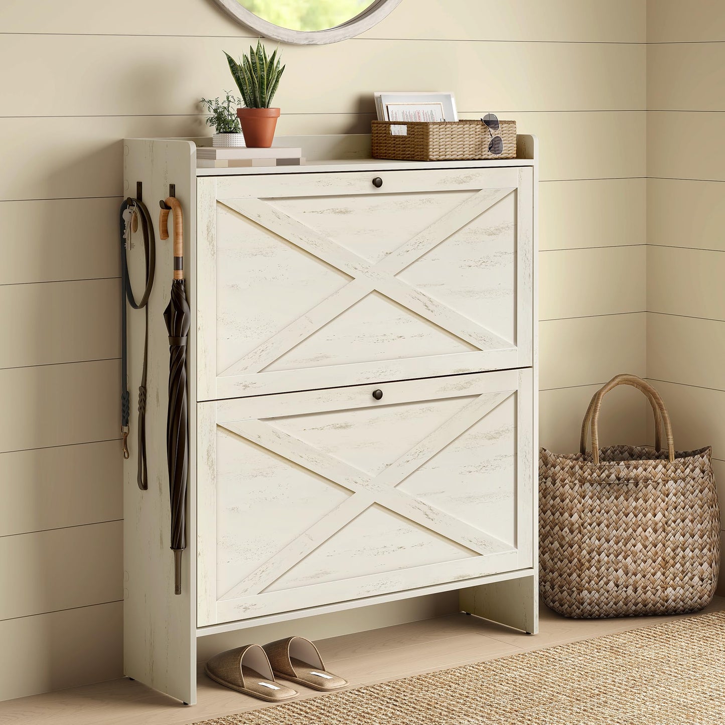 Shoe Storage Cabinet with Flip Drawers, Entryway Organizer