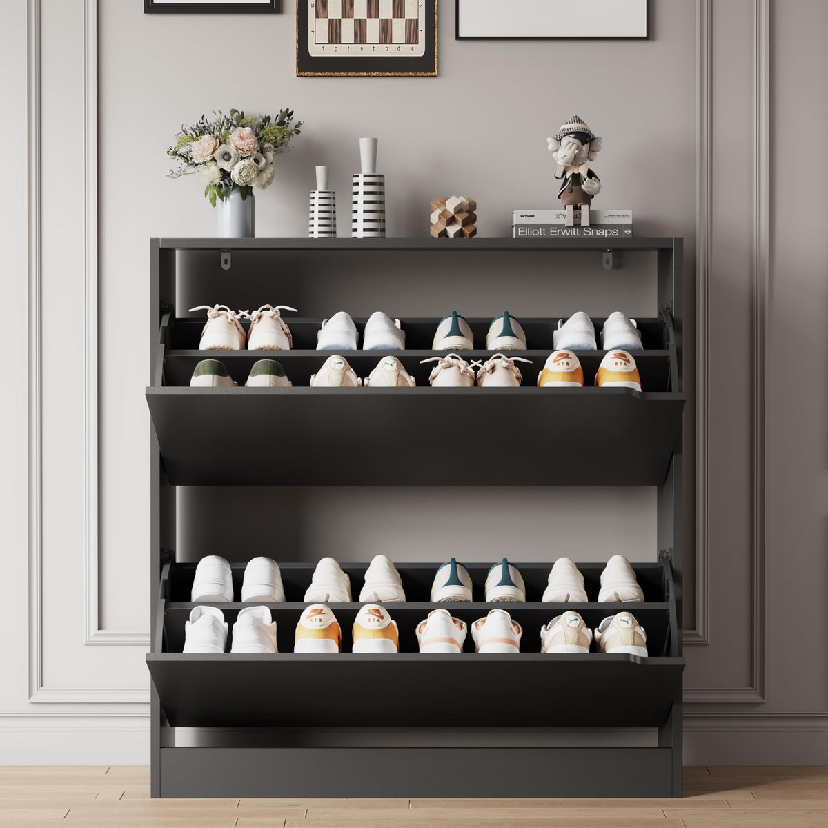 Shoe Storage Cabinet with Drawers, Entryway Organizer