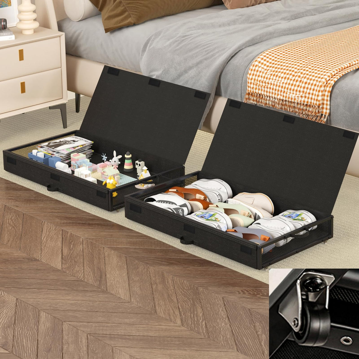 Under Bed Storage Containers with Wheels, Rolling Storage Drawers