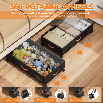 Under Bed Storage Containers with Wheels, Large Organizer Bins
