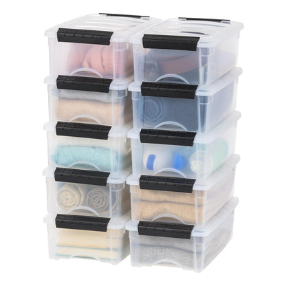Stackable Storage Bins with Lids, Plastic Organizer Containers