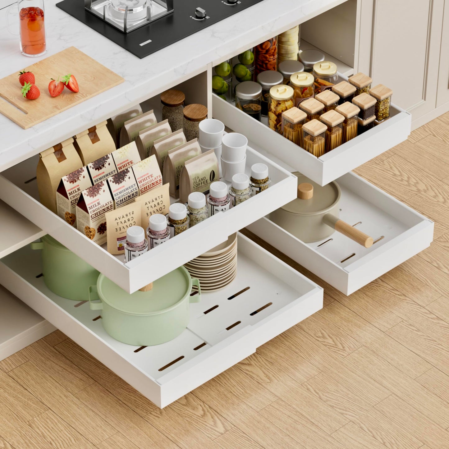 Expandable Pull Out Cabinet Organizer, Sliding Storage Drawer
