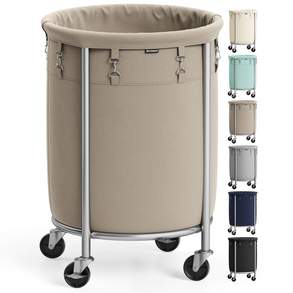 Laundry Basket with Wheels, Steel Frame Removable Bag