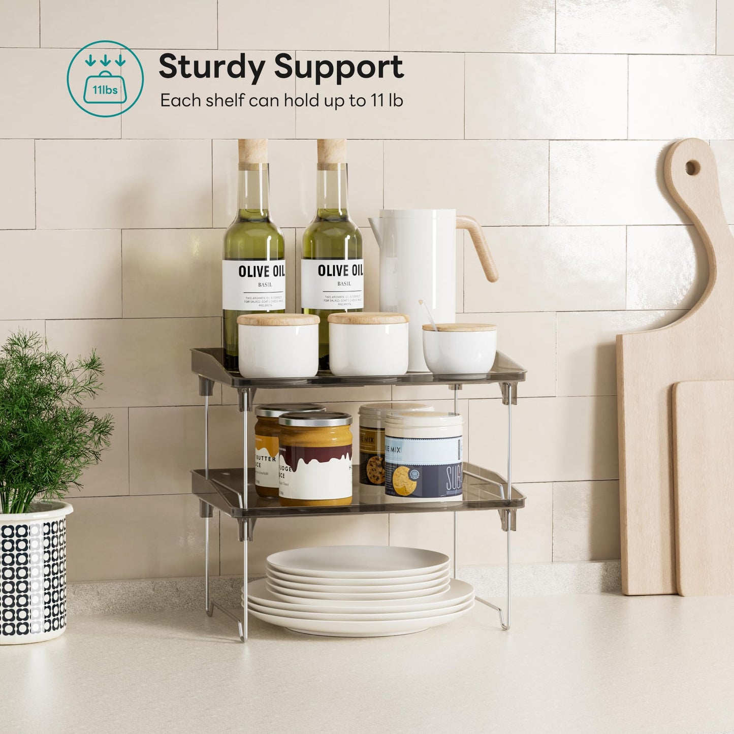 STARLATTA Acrylic Cabinet Organizer Shelf, Stackable Kitchen Counter Shelves,Spice Rack,Countertop Organizers,Clear Plastic Storage Organization for Makeup，Bathroom,Cupboard,Desk,Pantry