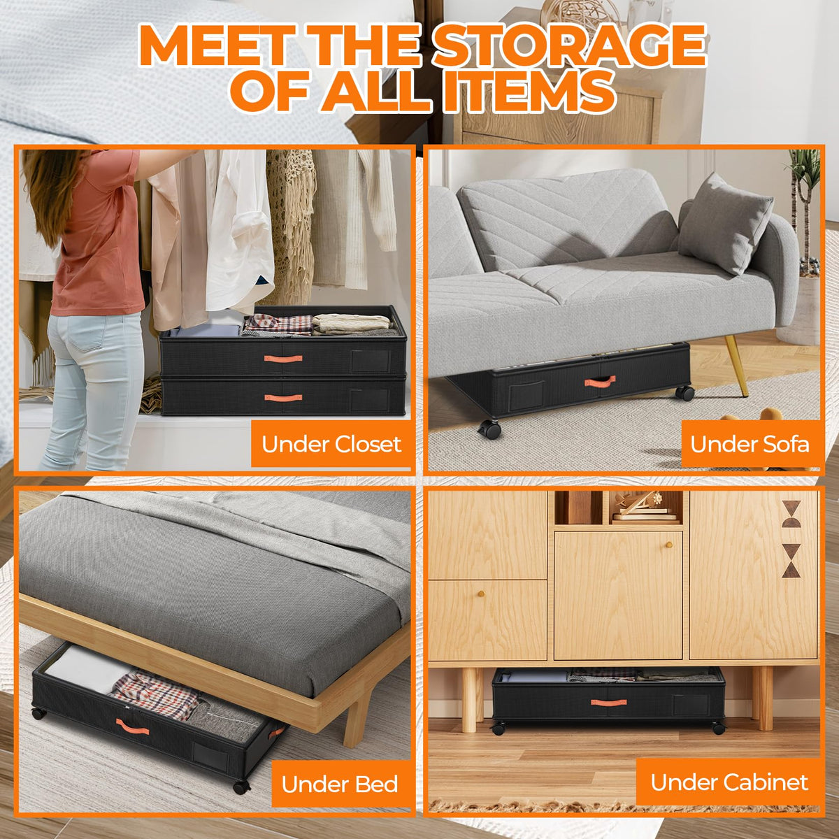 Under Bed Storage Containers with Wheels, Large Organizer Bins