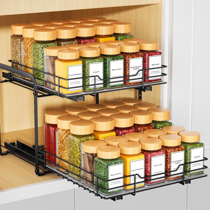 Pull Out Spice Rack Organizer, Adjustable Cabinet Storage Shelf