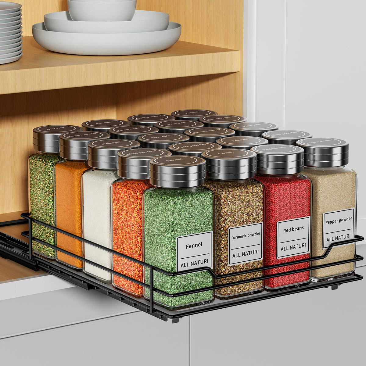 Pull Out Spice Rack Organizer, Adjustable Cabinet Storage Shelf