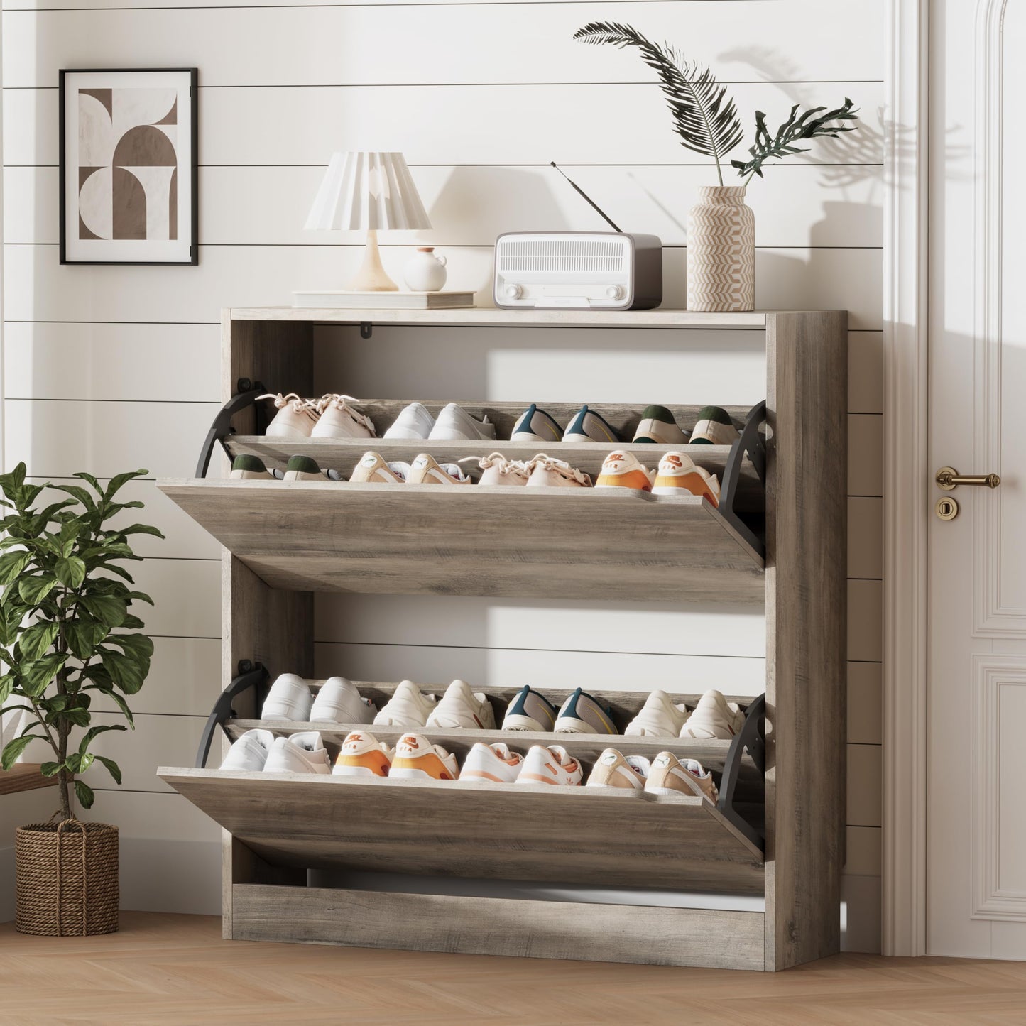 Shoe Storage Cabinet with Drawers, Entryway Organizer