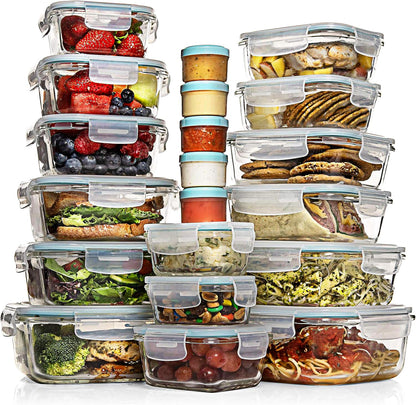 Glass Food Storage Container Set with Lids, Meal Prep Boxes
