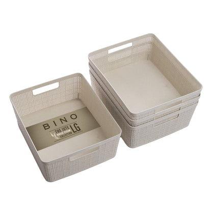 Woven Plastic Storage Basket, Stylish Home Organizer Bin