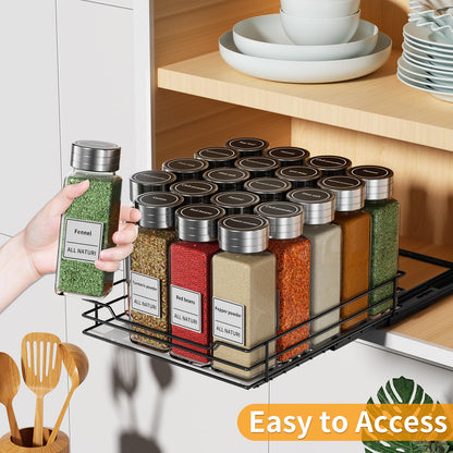 Pull Out Spice Rack Organizer, Adjustable Cabinet Storage Shelf