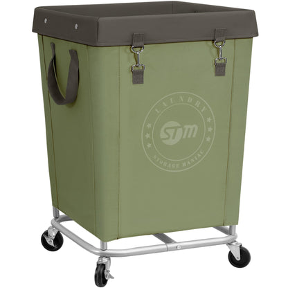 Industrial Laundry Hamper Cart with Wheels, Steel Frame