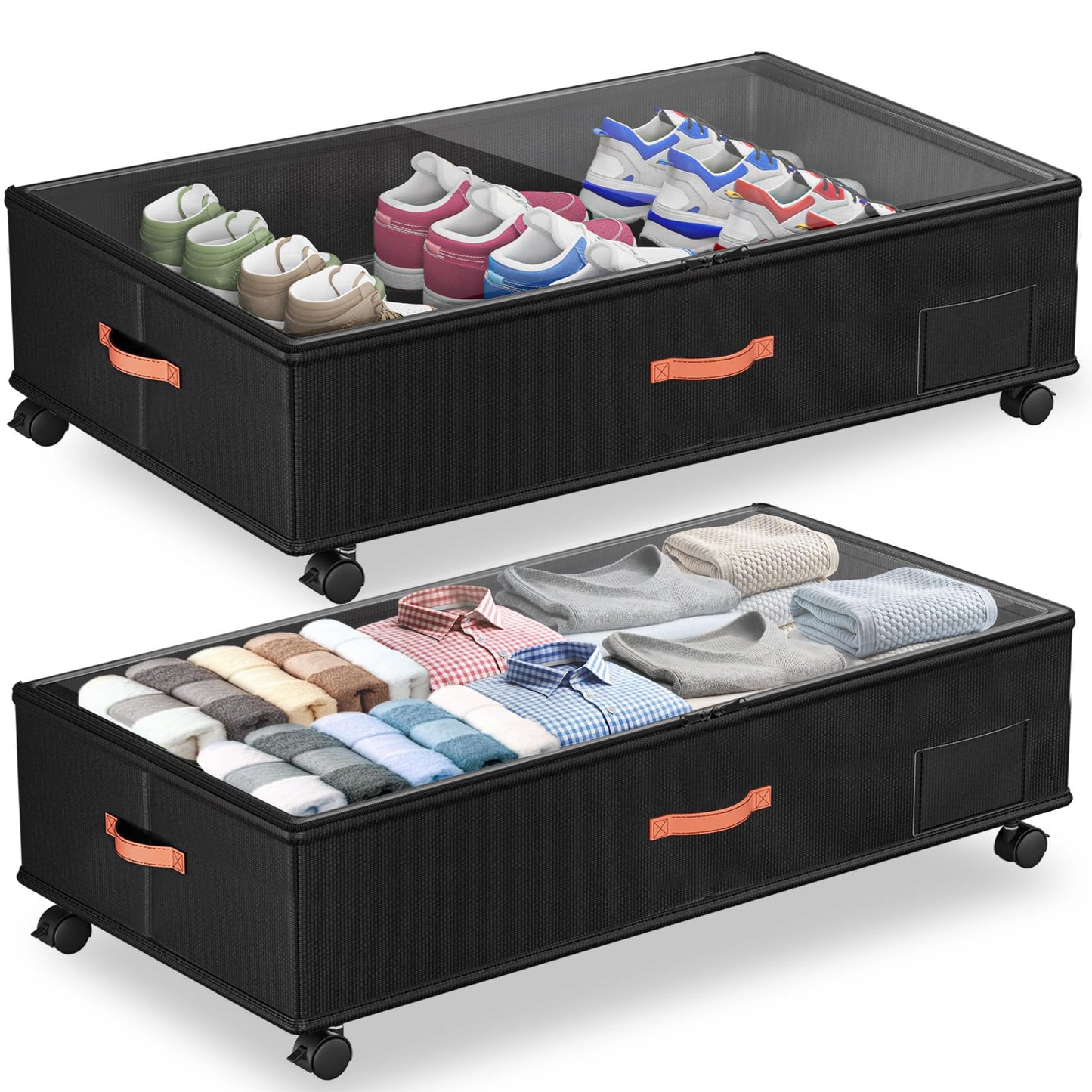 Under Bed Storage Containers with Wheels, Large Organizer Bins