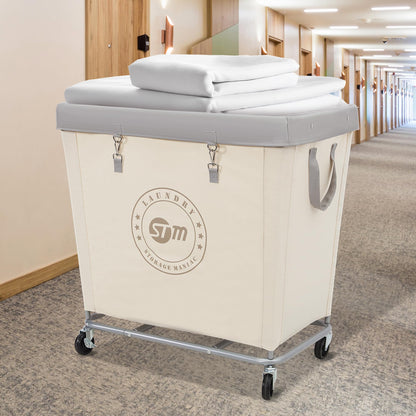Industrial Laundry Hamper Cart with Wheels, Steel Frame