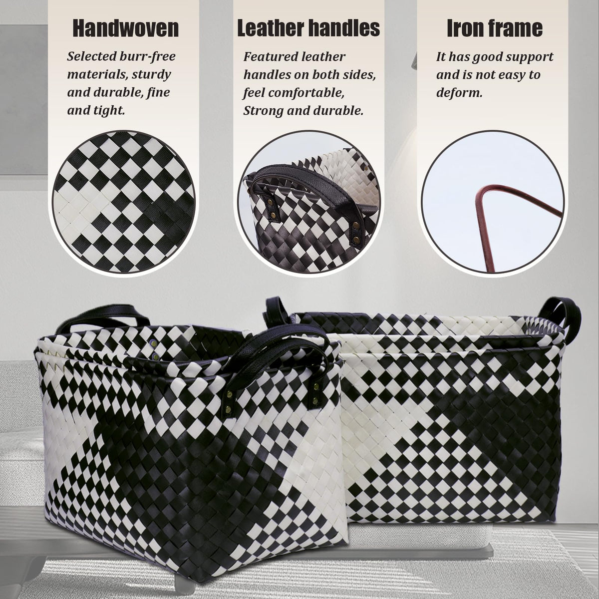 Handwoven Laundry Basket, Large Wicker Storage Hamper