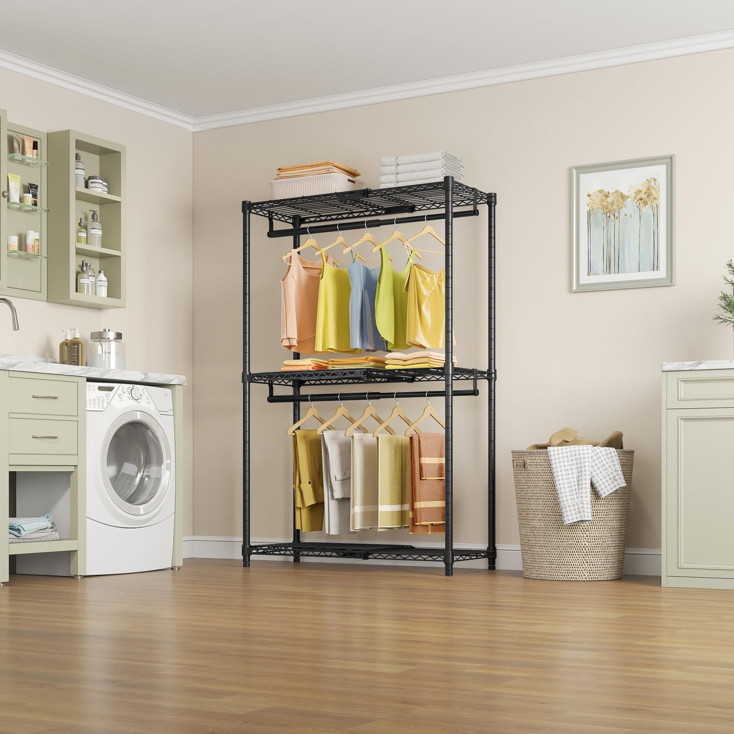 Expandable Clothes Rack with Adjustable Closet Storage System