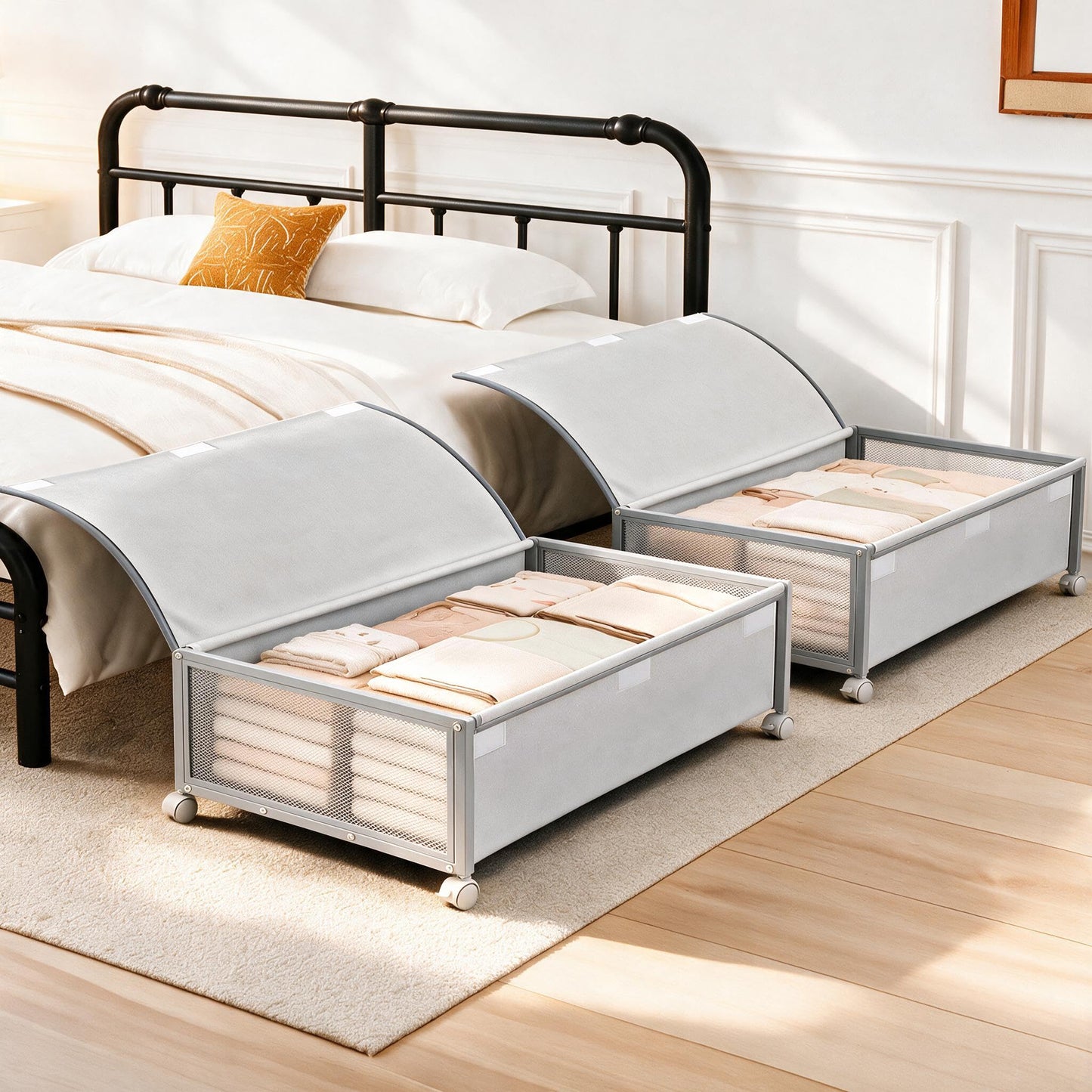 Under Bed Storage Containers with Wheels, Rolling Storage Drawers