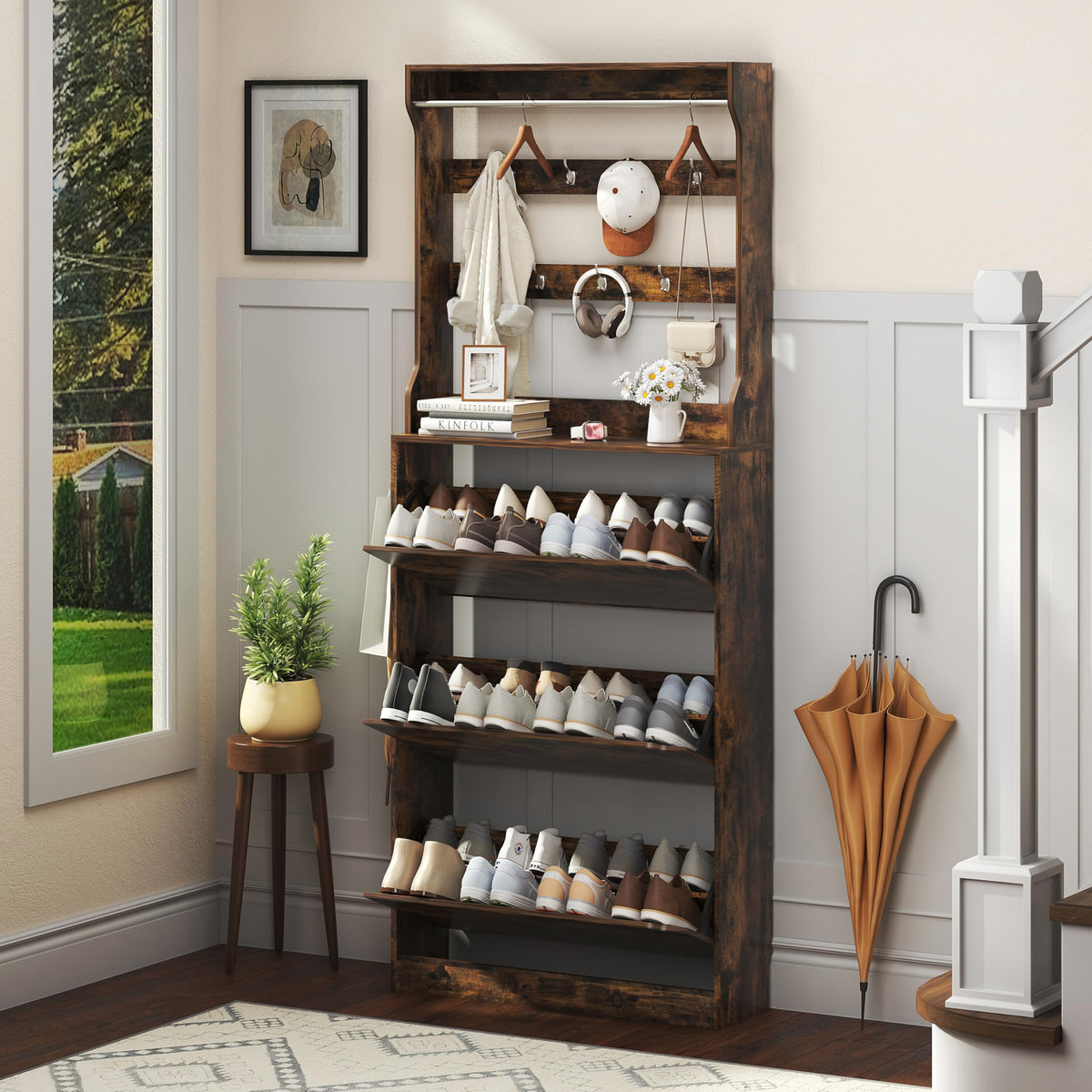 Shoe Storage Cabinet with Drawers, Entryway Organizer