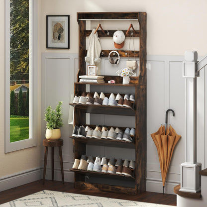 Shoe Storage Cabinet with Drawers, Entryway Organizer