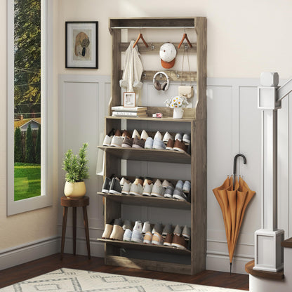 Shoe Storage Cabinet with Drawers, Entryway Organizer