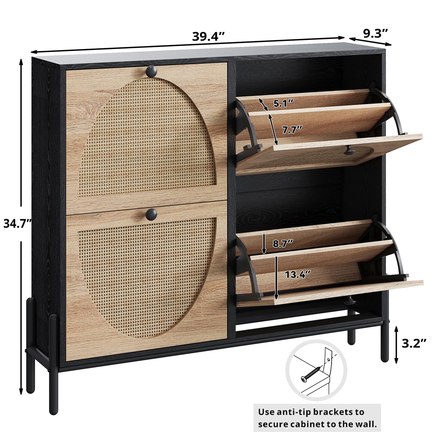 IRONCK Rattan Shoe Cabinet