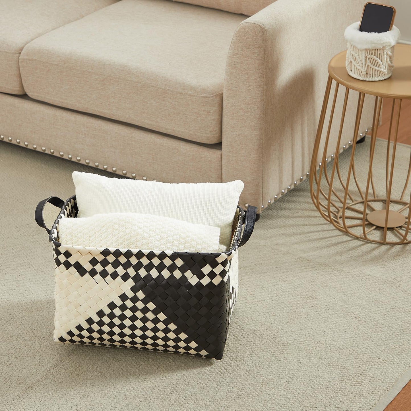 Handwoven Laundry Basket, Large Wicker Storage Hamper