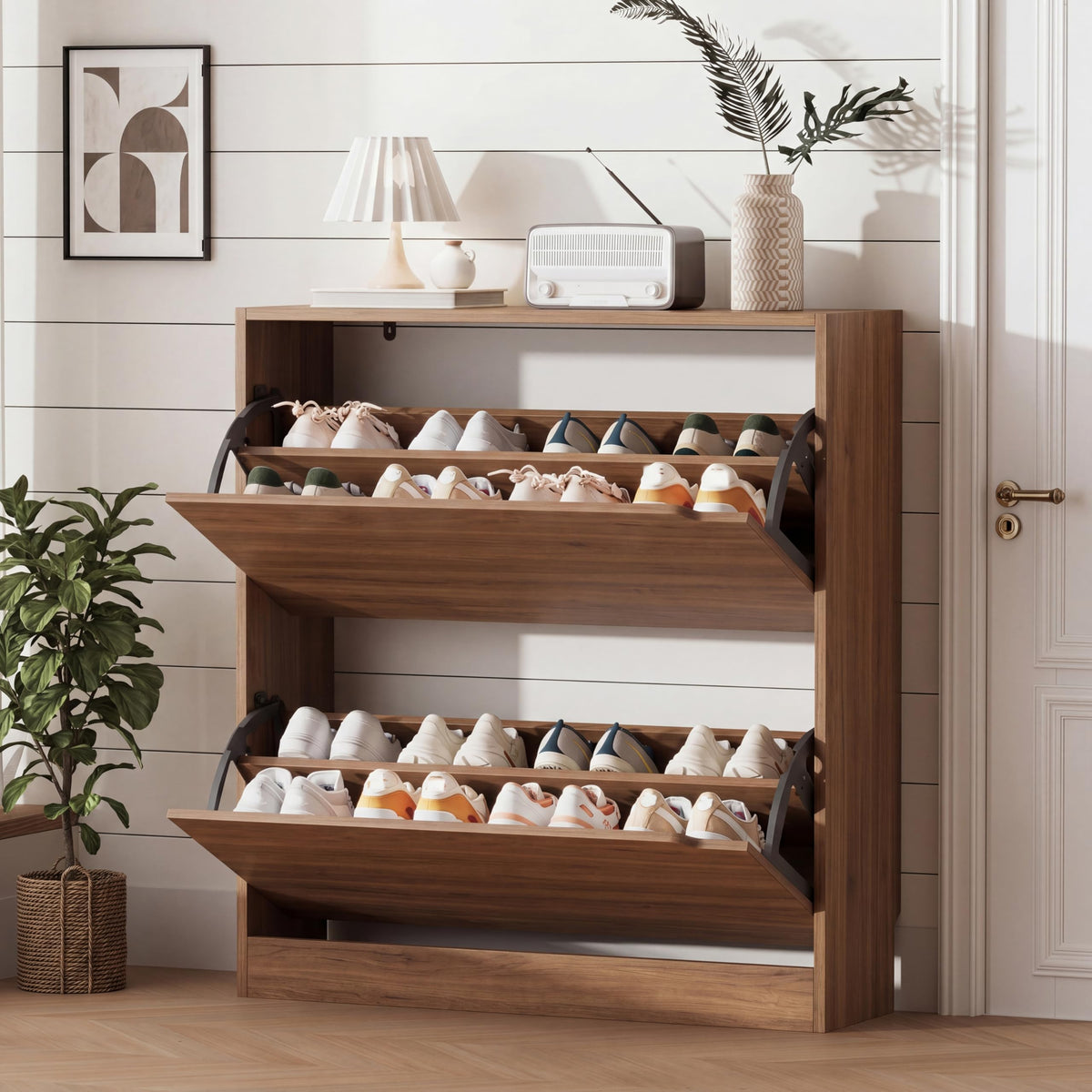 Shoe Storage Cabinet with Drawers, Entryway Organizer