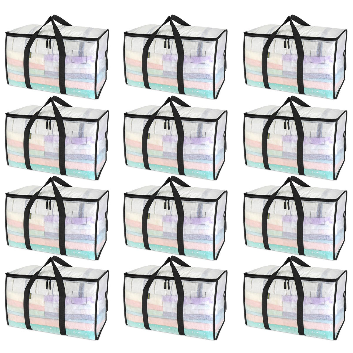 Clear Oversized Storage Bags with Reinforced Handles for Moving