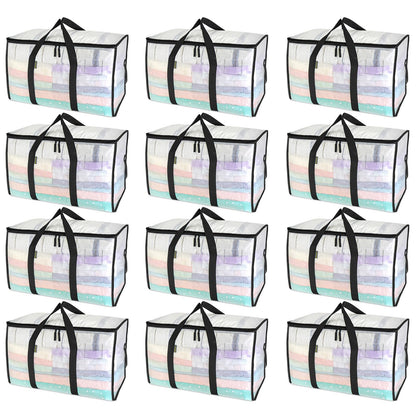 Clear Oversized Storage Bags with Reinforced Handles for Moving