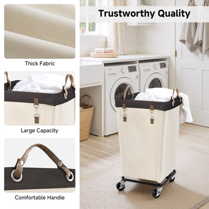 Large Laundry Hamper with Wheels, Rolling Clothes Basket