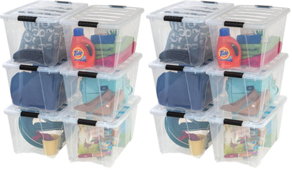 Stackable Storage Bins with Lids, Plastic Organizer Containers