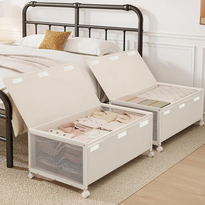 Under Bed Storage Containers with Wheels, Rolling Storage Drawers