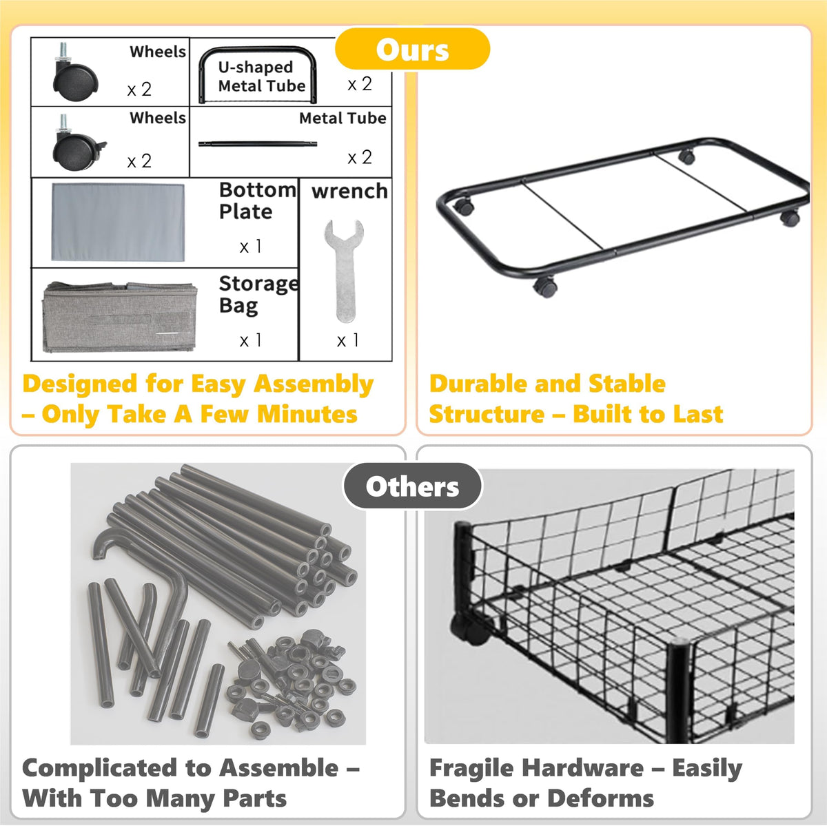 Under Bed Storage Bins with Wheels, Rolling Organizer Containers