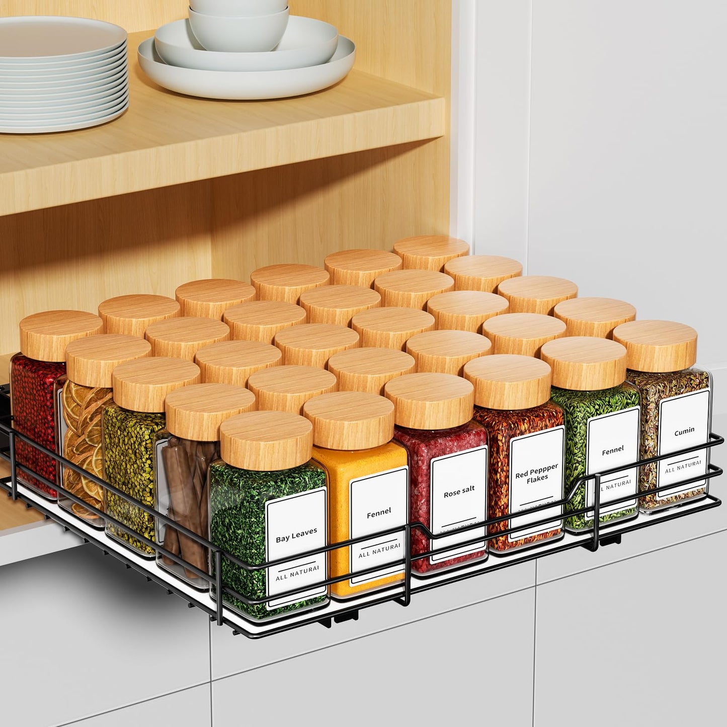 Pull Out Spice Rack Organizer, Adjustable Cabinet Storage Shelf