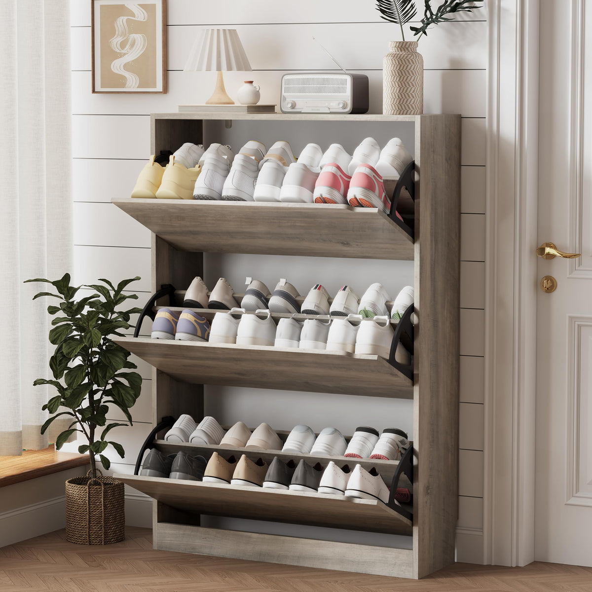 Shoe Storage Cabinet with Drawers, Entryway Organizer