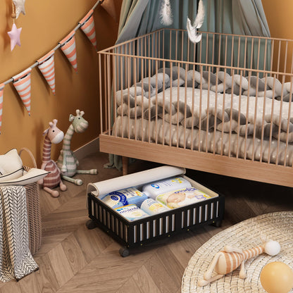 Bamboo Under Bed Storage with Wheels, Rolling Organizer