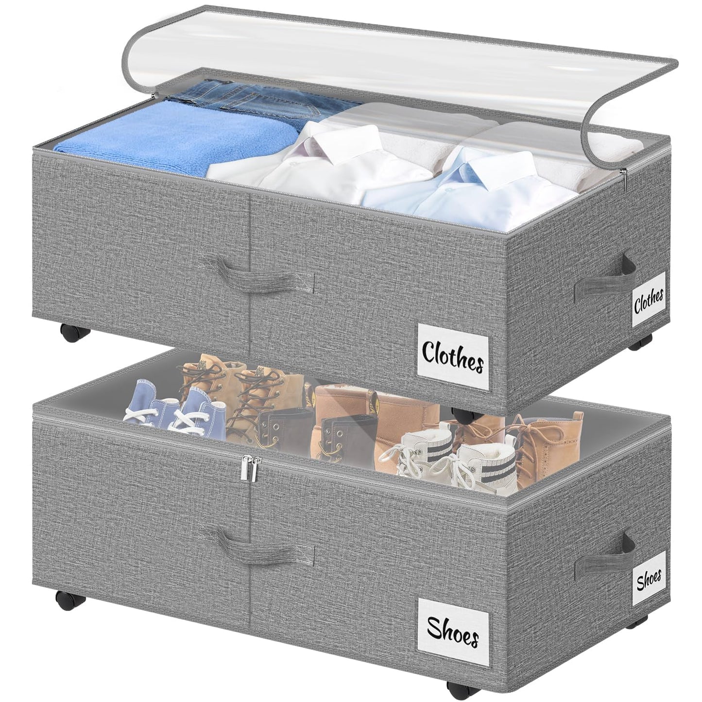 Under Bed Storage Bins with Wheels, Rolling Organizer Containers